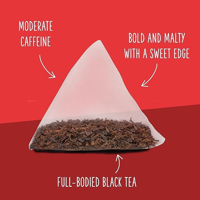 Two Leaves and a Bud Organic English Breakfast Tea Bags, Caffeinated Whole Leaf Black Tea in Compostable Sachets, 100 Count (Pack of 1)