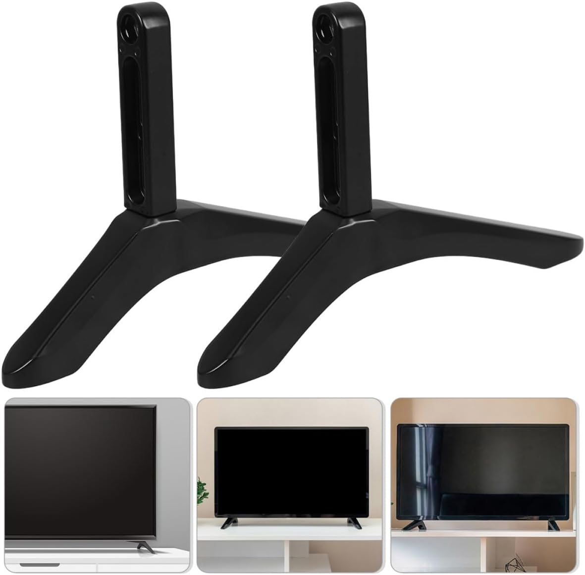 Toddmomy No-Drill Aluminum Alloy TV Stand Base Universal Tabletop TV Legs Replacement for Living Room Televisions
