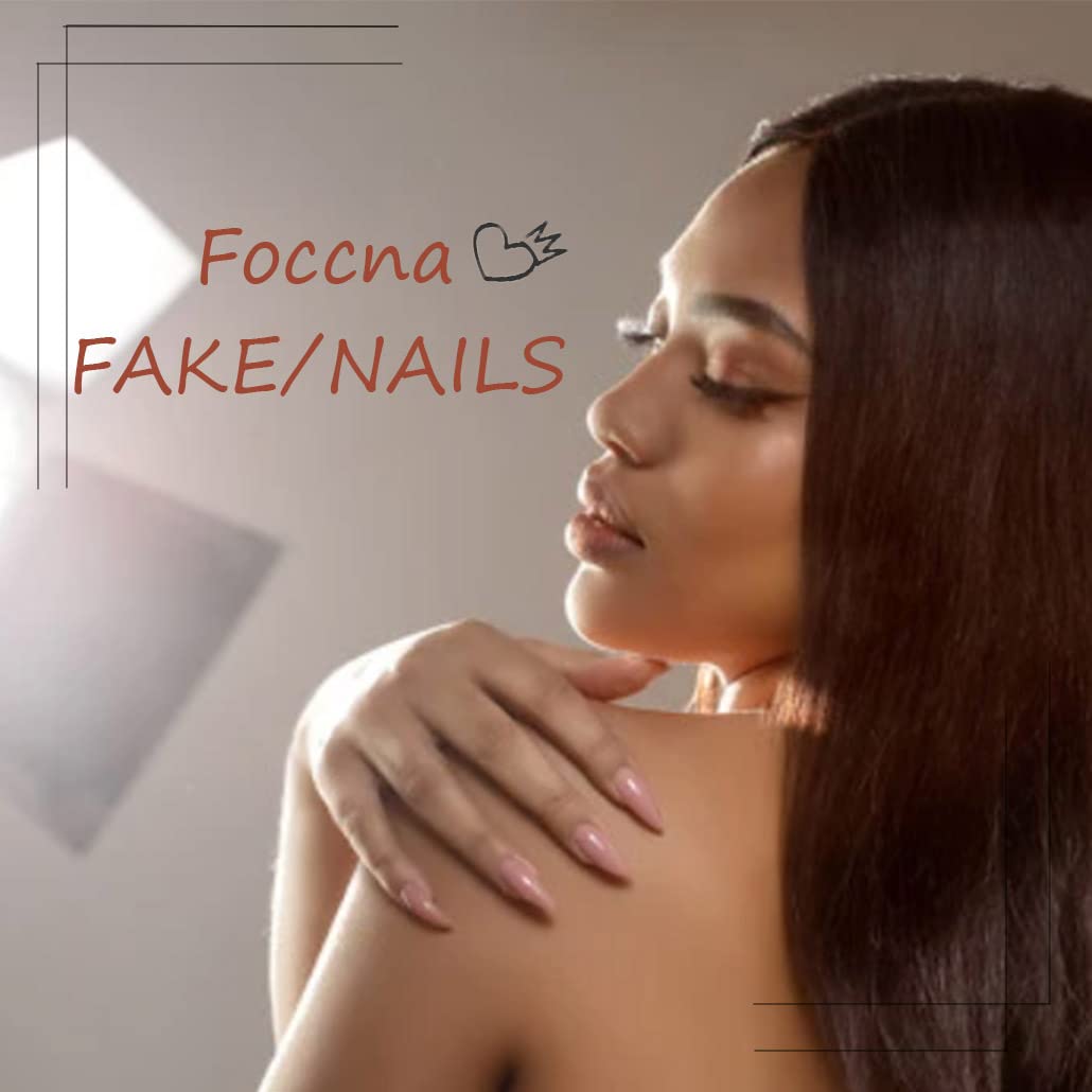 Foccna French Black Press on Nails Medium, Butterfly Fake Nails Nude Coffin Acrylic False Nails,Artificial Nails for Women and Girls-24pcs