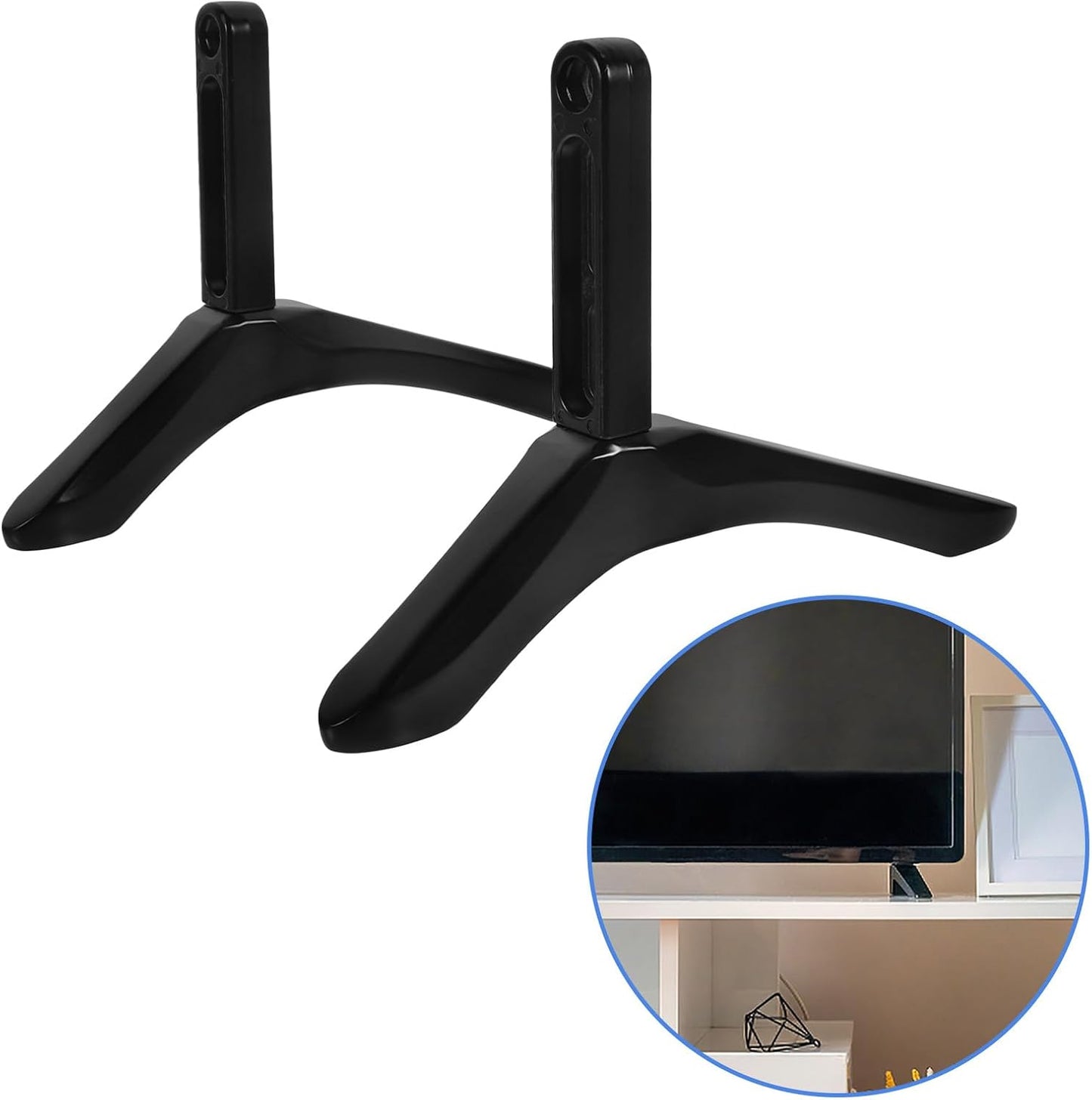 ULTECHNOVO Tv Stand Replacement Base Pedestal Feet Tabletop Bracket with Screws Black Tv Holder Support for Living Room