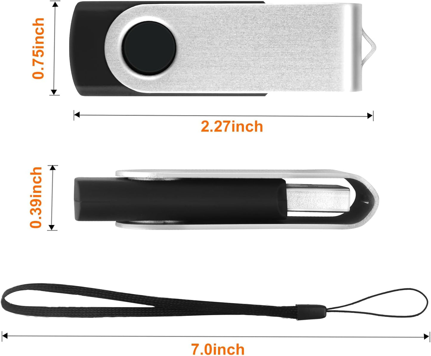 MECHEER 256MB 10 Pack, USB Flash Drive Thumb Drives Bulk USB Drives Memory Stick with Lanyards, Swivel Jump Drive