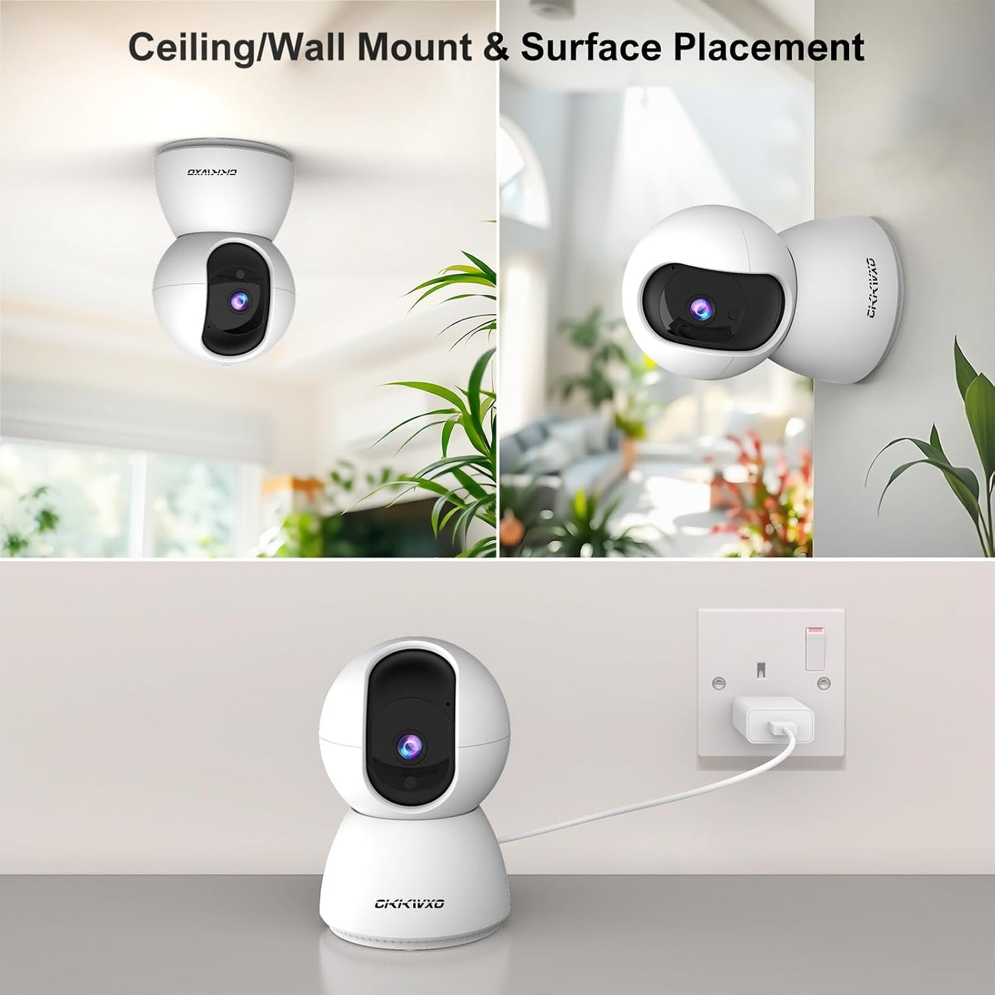 CiKiKWXO 2.4&5GHz Camera,2K/3MP 355 2-Way WiFi Indoor Security Camera for Home Security, Pan/Tilt Pet Cam, IR Night