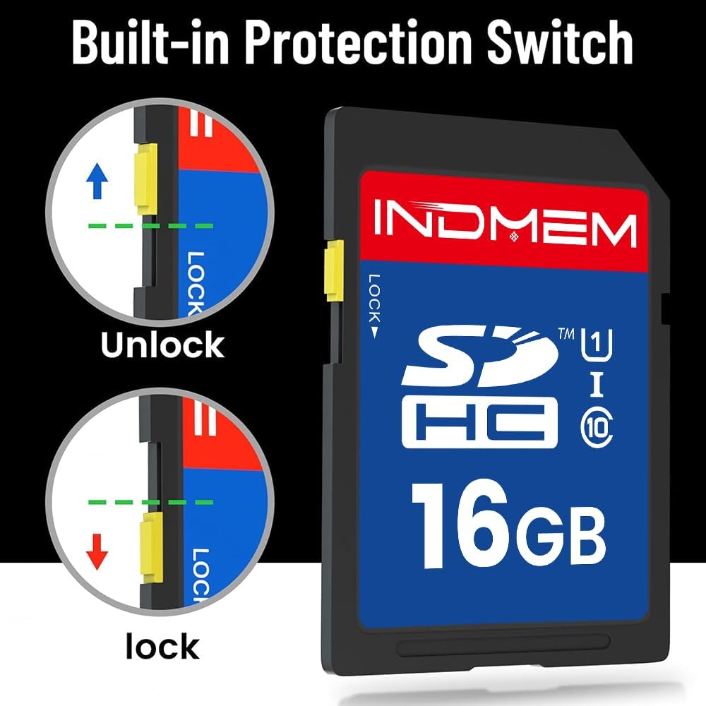 elecacc 16GB (3 Pack), C10 U1 10 4K SD Card SDHC UHS-I Memory Cards Class High-Speed Full HD Video Compatible