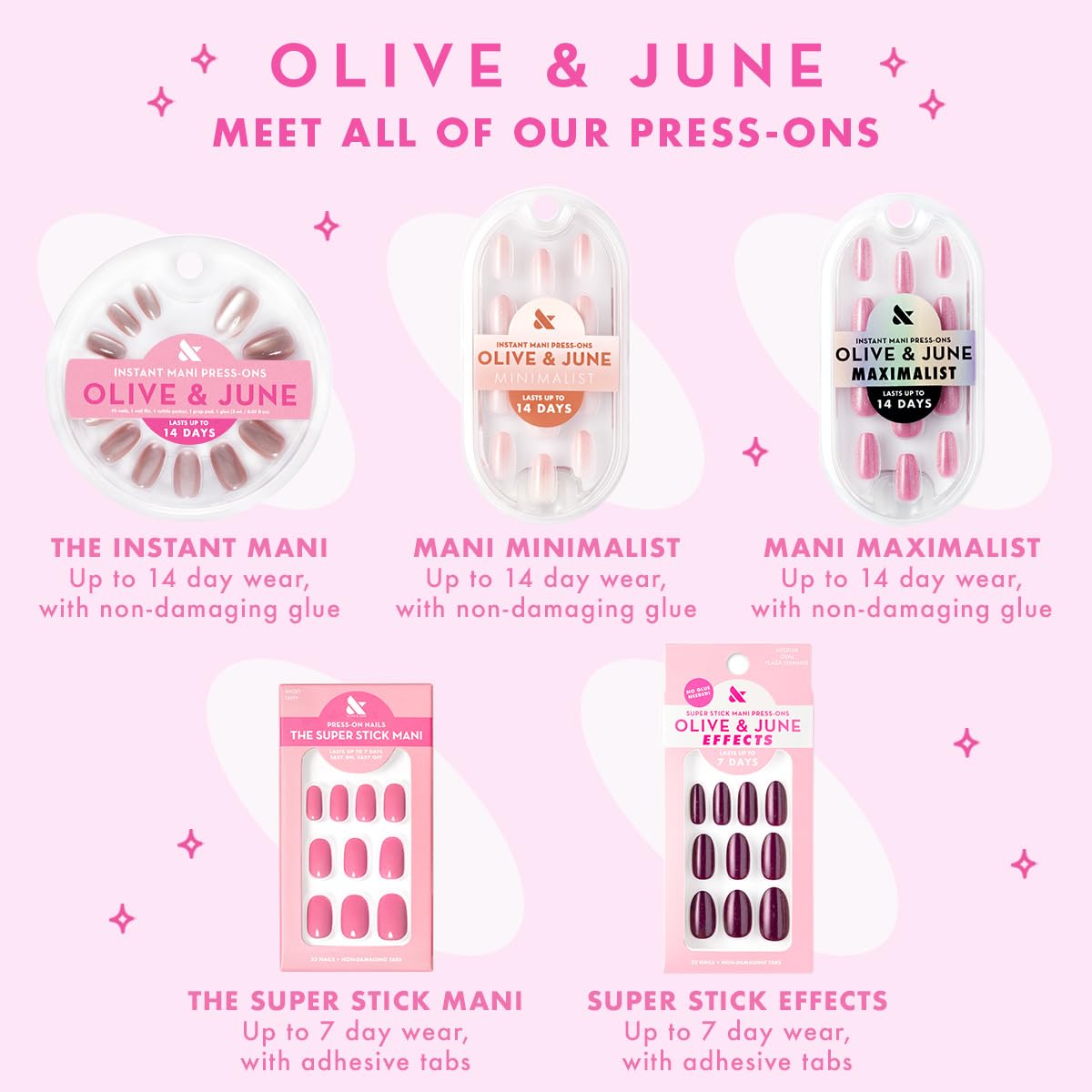 Olive & June Maximalist Instant Mani Press-On Nails (Glue) | 42 Fake Nails, 21 Sizes | Non-Toxic, Long-Lasting Big, Bold Gorgeous Realistic Look | Salon-Quality at Home | Short, Round | Sky Chrome