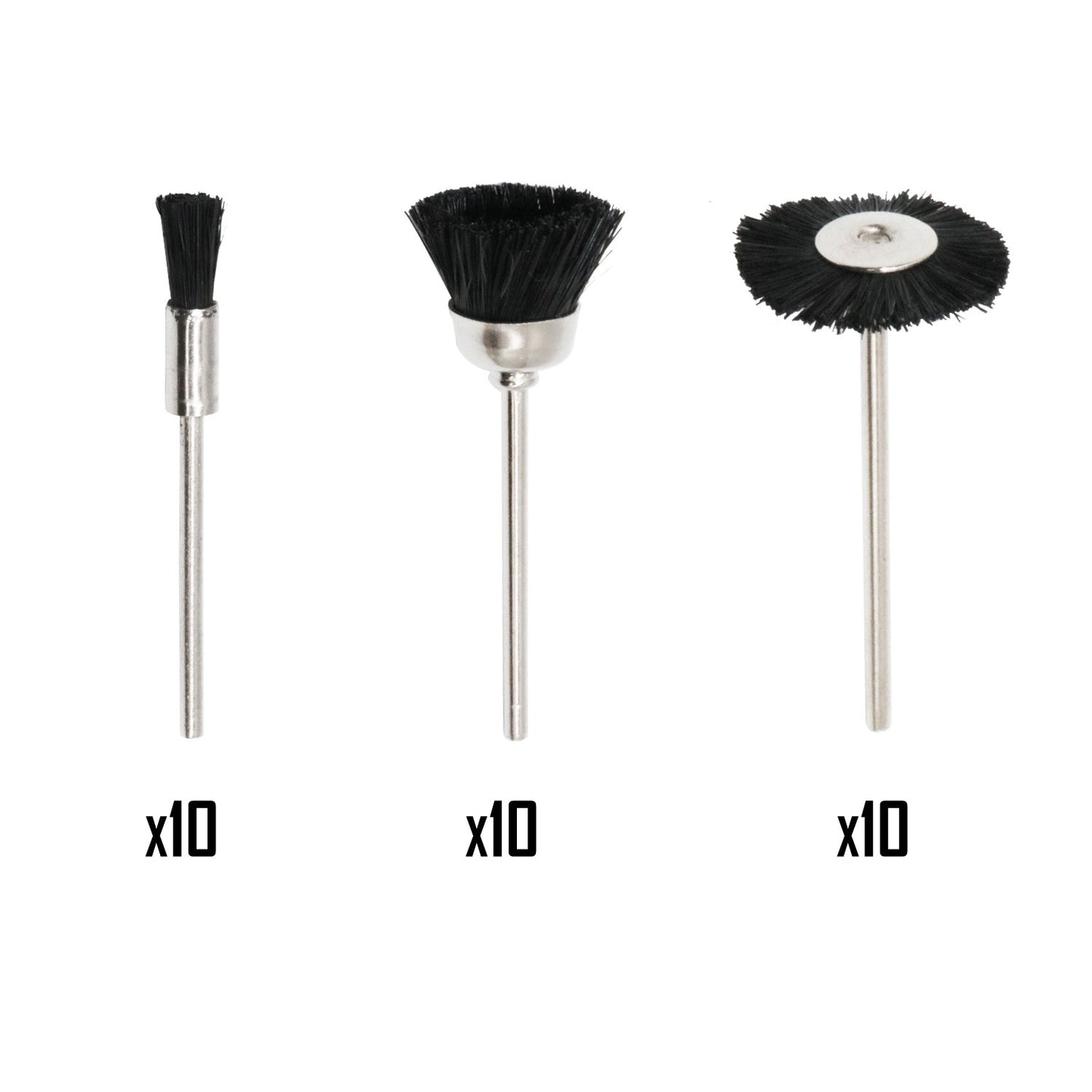 NIUPIKA Soft Nylon Bristle Brushes Cup Wire Brush Set Cleaning Polishing Accessories 2.35mm Shank for Rotary Drill Tools Pack of 30 Pieces