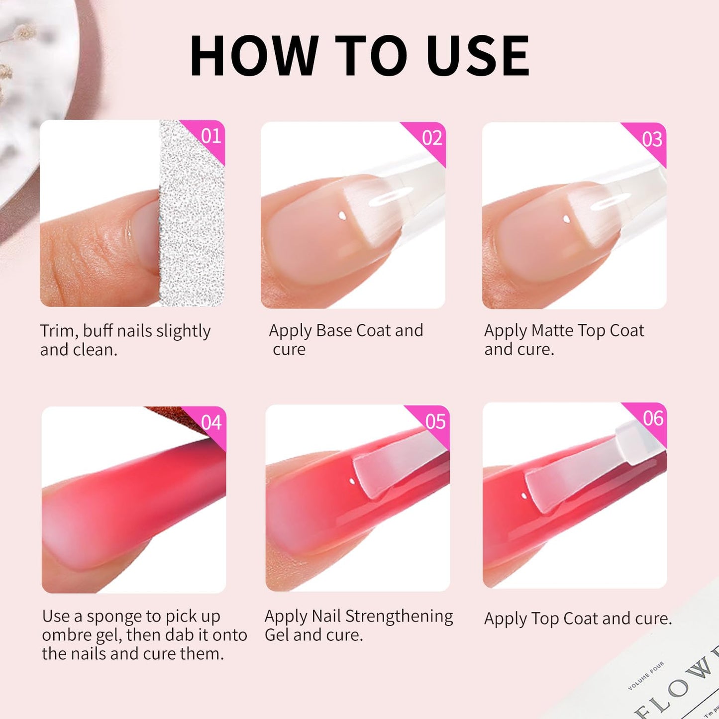 AOBOO Ombre Gel Nail Polish with Metal Grabber,100pcs Nail Sponges for Nail Pat Painting Gradient Blooming gel ombre & pat paint for nails Multistyle French Manicure Nail Art