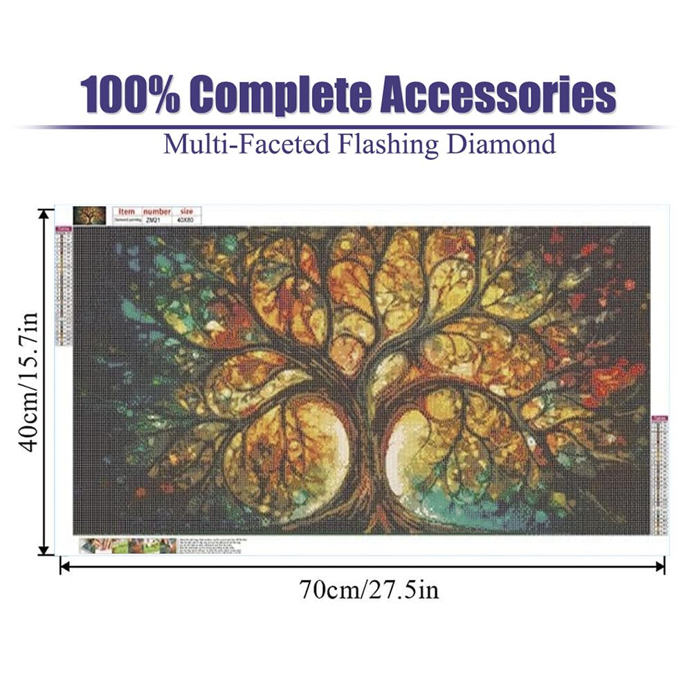 COHAYISY Large Diamond Art Kits for Adults - Tree of Life Diamond Painting Kits for Adults, DIY Full Drill Tree of Life Diamond Art Painting, Gem Painting Kit for Wall Decor 27.5 X 15.7inch