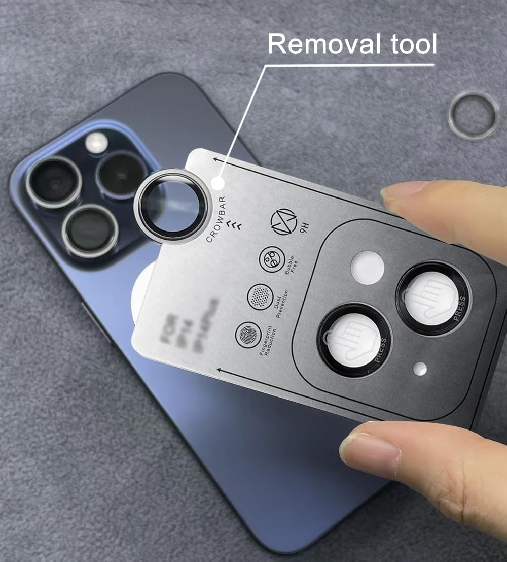 15 15 9H TENOC Camera Lens Protector for iPhone & iPhone Plus, Tempered Glass Camera Screen Cover, Black Metal