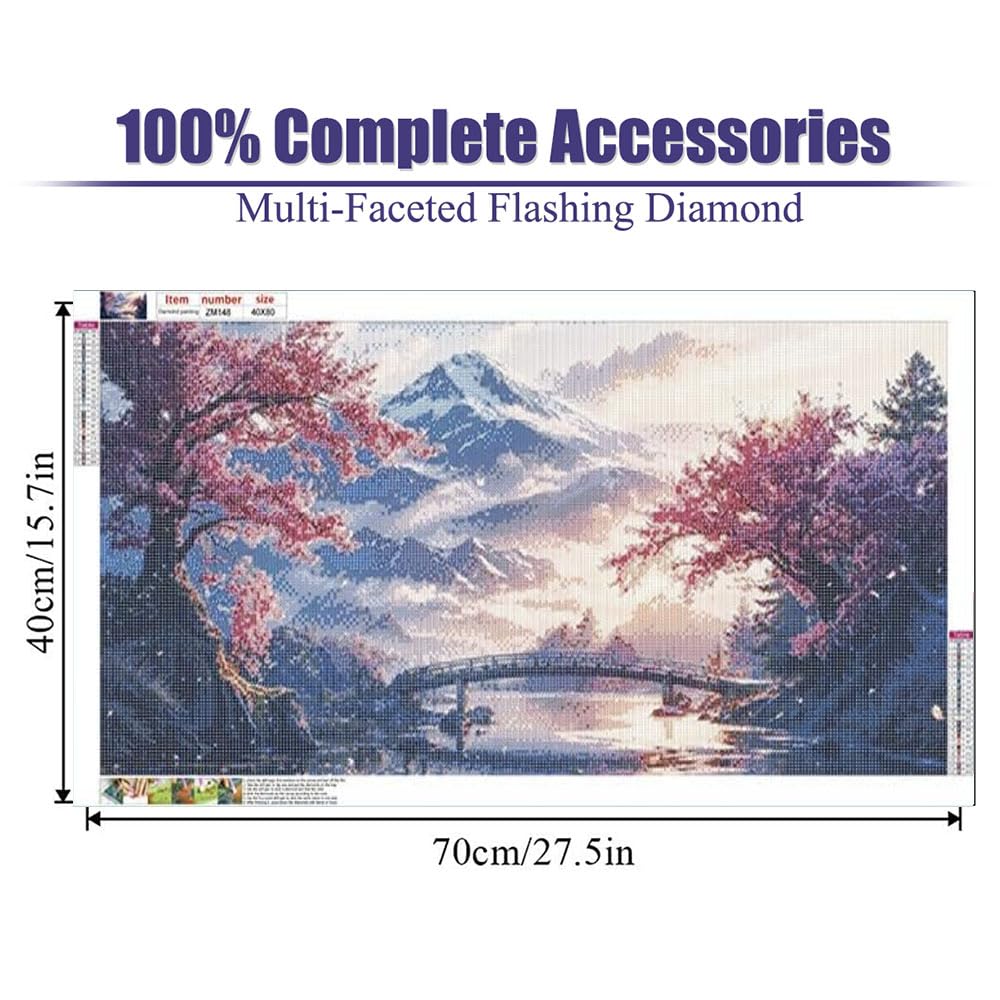 Large Diamond Painting Kits for Adults 5D Large tree and bridge Landscape Diamond Painting Kit for Adults Full Drill Trees Diamond Painting Kits Gem Art Kits for Home Wall Decor 27.5 X 15.7inch