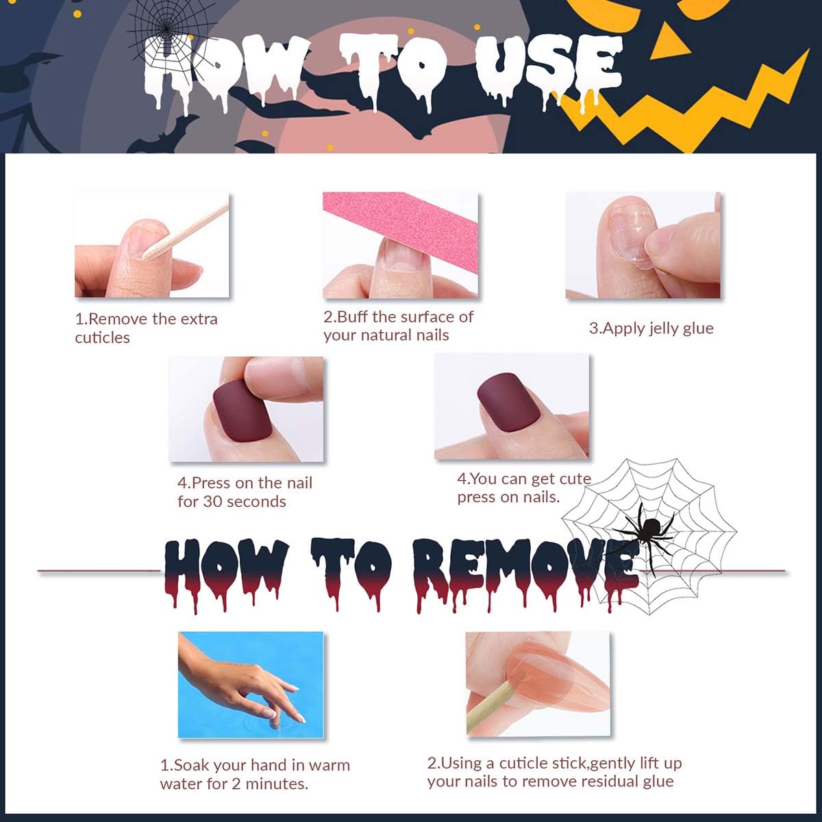 Halloween Green Press on Nails Short Oval Fake Nails Goth Nails Press ons with Zombie Bloodstain Design-Reusable Artificial Nail Full Cover Glossy Glue on Nails Stick on Nails for Women Manicure 24Pcs