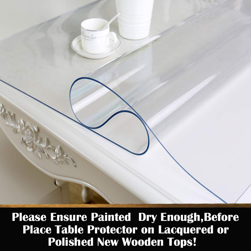 Clear Plastic Dinner Table Protector Tablelcloth Desk Pad Mat Cutting Wooden Furniture Coffee Glass Table Cloth Top Protection Granite Countertop Cabinet Cover Waterproof Rectangular PVC Vinyl 36x84