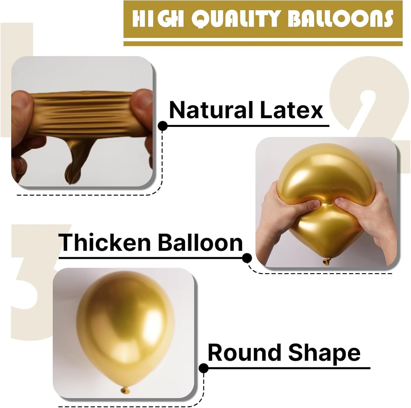 PartyWoo Gold Balloons - 101pcs 12-Inch Gold Latex Helium Balloons for Celebrations & Events