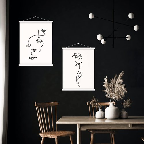 Benjia Magnetic Light Wood Poster Frame - Versatile 9x12, 9x24, 9x13 Sizes for Artwork | 1 Pack, White