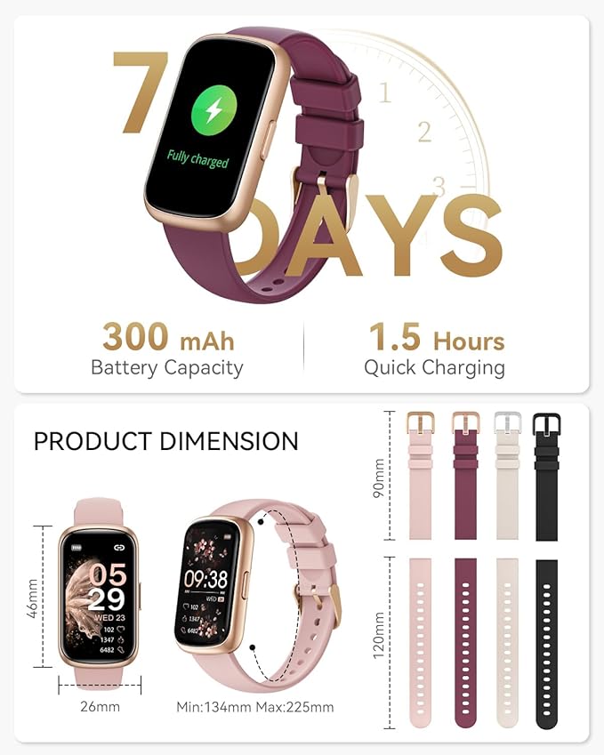 Fitness Tracker Watch, Smart Watches for Women with Heart Rate/Blood Oxygen/Sleep Monitor, 20+ Sports Modes Fitness Watches for Women/Men, Activity & Step Tracker Smart Watch for Android/iOS Phones