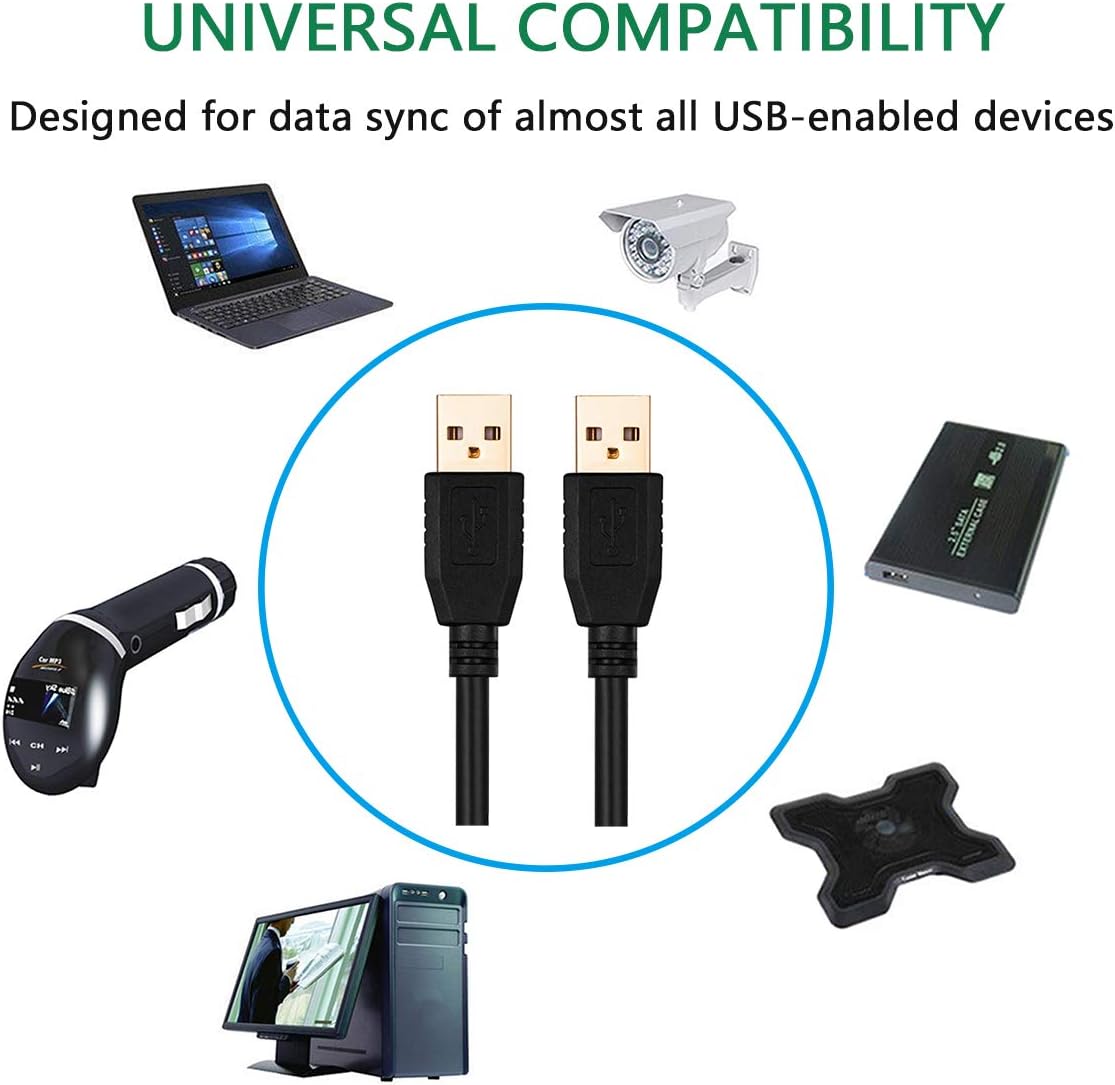 40Ft, (12M/40Ft) Tan QY USB A to A Male Cable Double End USB Cord with Gold-Plated Connector for Hard Drive Enclosures