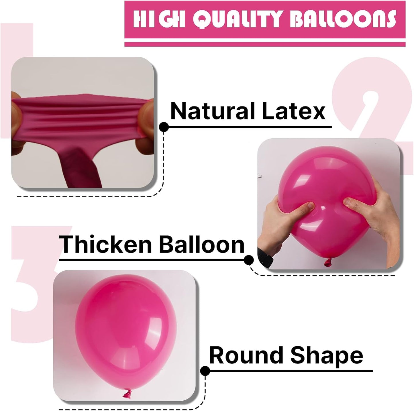 PartyWoo Hot Pink Balloon Arch Kit - 152 Pcs in Various Sizes for Baby Showers & Birthdays | Magenta Fuchsia