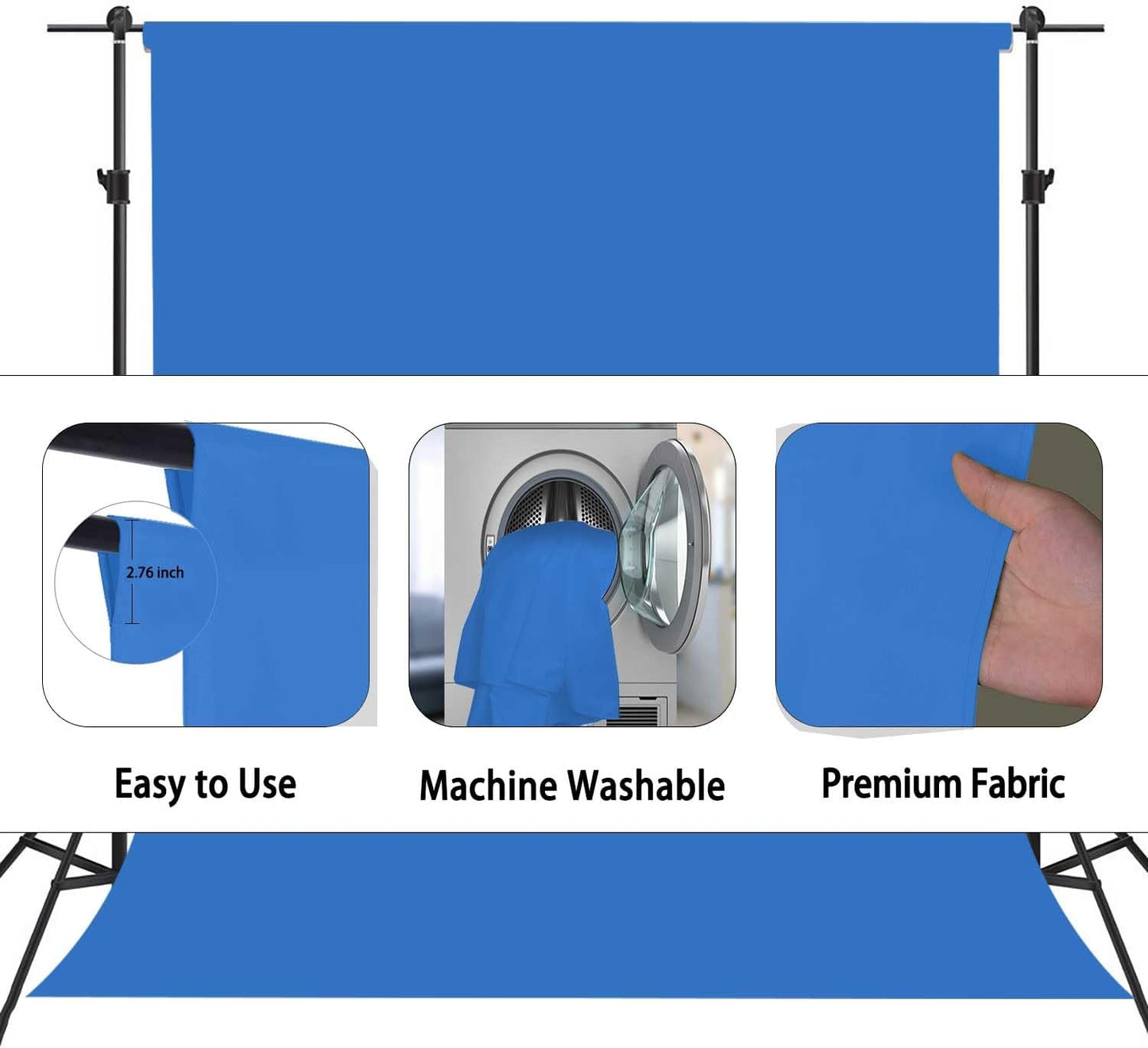 TERSUM 10x10ft Royal Blue Backdrop, Photo Booth Portrait Photography Backdrops, Studio Blue Screen Backdrop