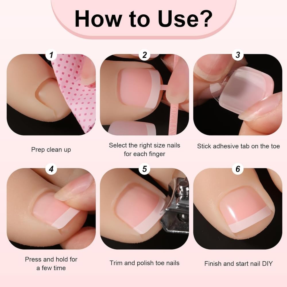 Red Press on Toenails Short Square Stick on Toenails with Strawberry Design 3D Pink Dots Fake Toe Nails Glossy Summer False Toenail Cute Spring Glue on Toenail for Women Girls Manicure 24Pcs