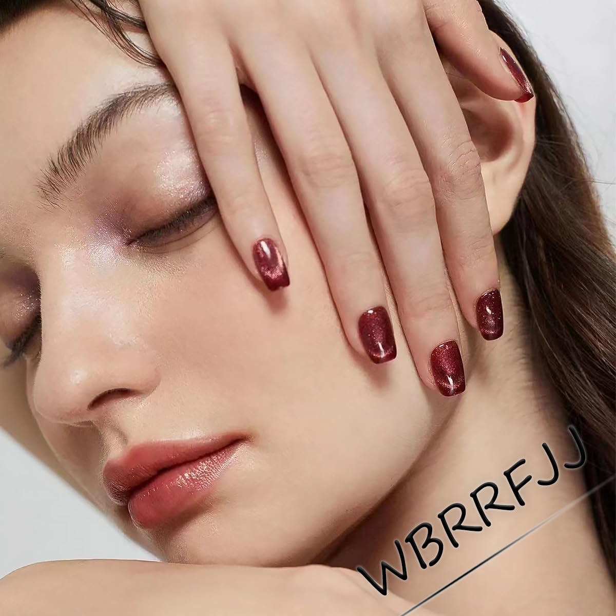 10Pcs Christmas Handmade Press on Nails Medium Almond Fake Nails with Red Xmas Trees Bow Design 3D Star Pearl False Nails Full Cover Artificial Glue on Nails Winter Santa Stick on Nail for Women DIY