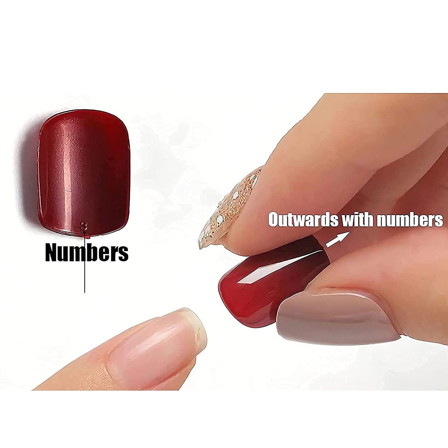 MISUD Press on Nails - Long Square Fake Nails with Colorful Flower, Acrylic French Tip Design 24 pcs