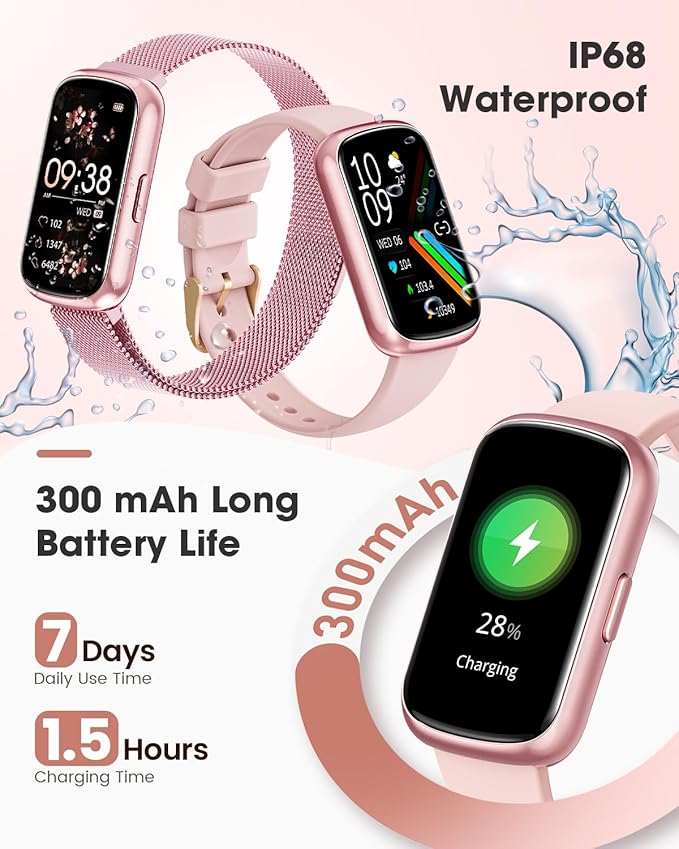 Health & Fitness Tracker, Smart Watches for Women with 24/7 Heart Rate,Sleep Tracker, 20+ Sport Modes Fitness Watches for Women, Smart Watch for Phones, IP68 Step Tracker, Pedometer Watch, Gift