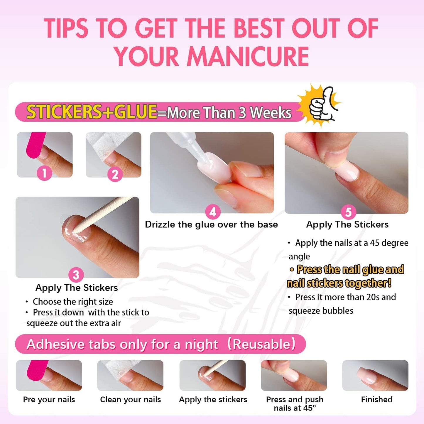 Hot Pink Press On Nails Short Square, KXAMELIE Natural Gel Nails Glue on Acrylic Nails Press ons Featured Protective Coat Thick Reusable Fake Nails Solid Color 24 Short Coffin Artificial Nails