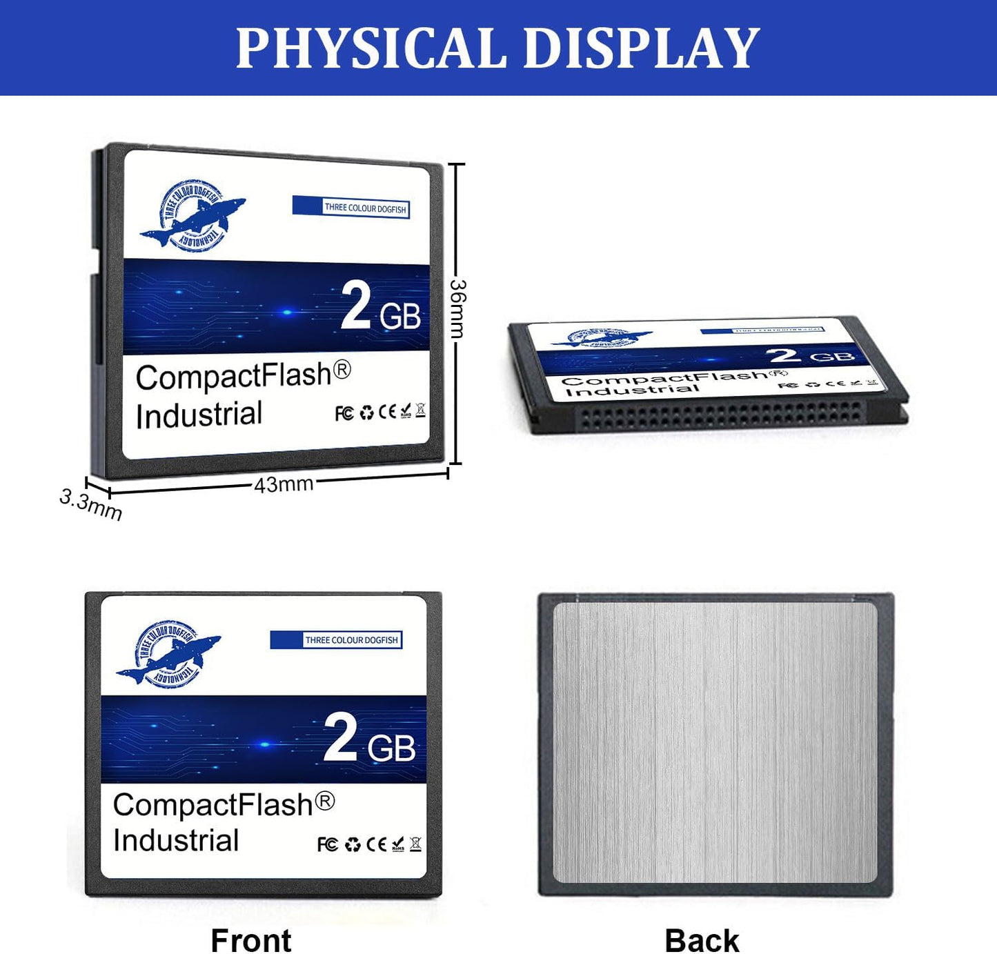 THREE COLOUR DOGFISH 2GB FAT16 Dogfish Compact Flash Memory Card Industrial CF Type I Card for Industrial Equipment