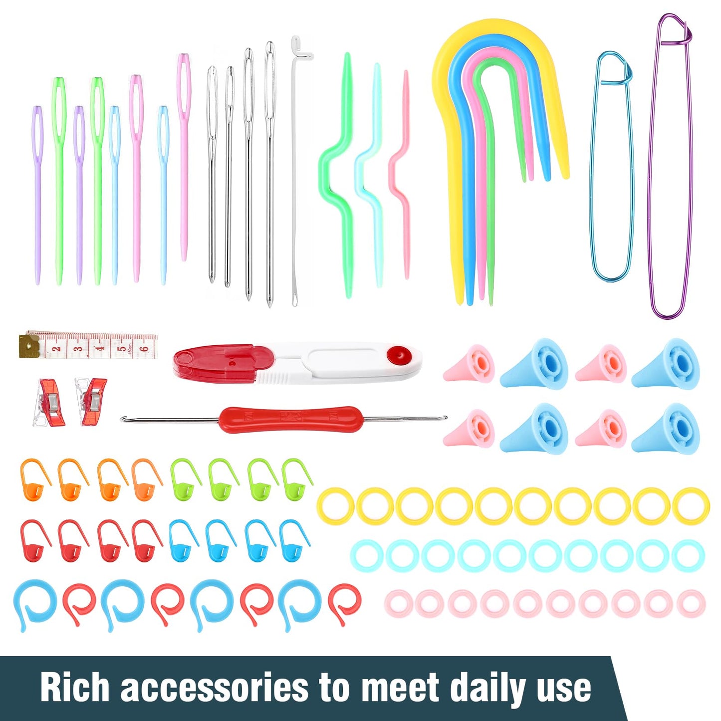 LIHAO Circular Knitting Needles Set, 11PCS Stainless Steel Knitting Needles&Knitting Accessories for Beginners, 32 inches (80 cm)