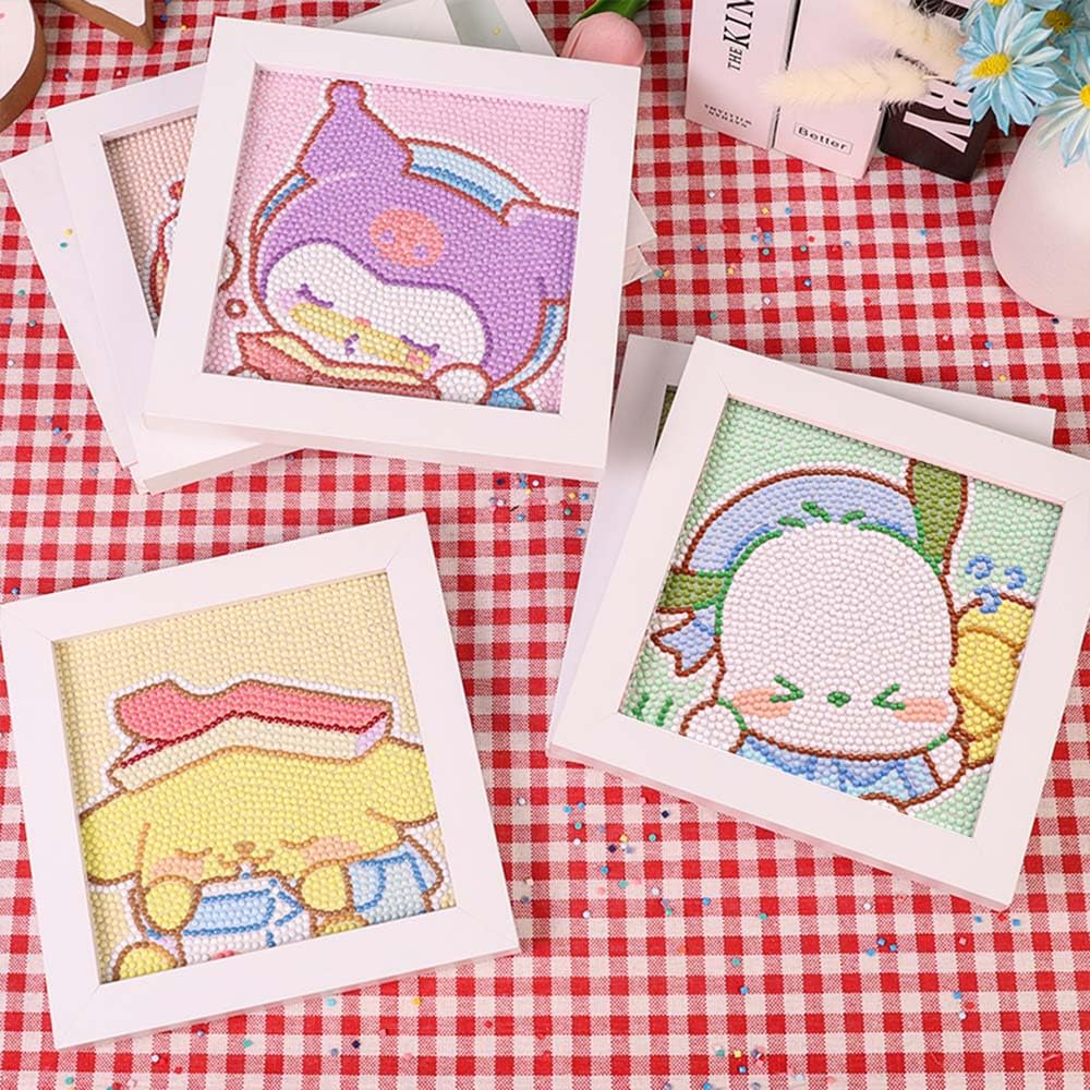 Akutoer Cute Anime 5D Diamond Drawing Kits, Gem Arts & Crafts Supplies with Frames, Cartoon Painting with Diamond, DIY Paint Supplies for Kid(Pocho)