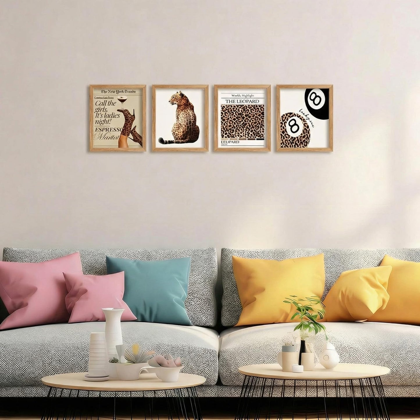 Yeaqee 4 Pcs Diamond Art Kits DIY Painting for Adult Aesthetic Wall Diamond Crafts Aesthetic Room Decor Cute Painting Pictures 5d Craft Wall Decor for Home 10 x 11.8'' (Leopard Print)