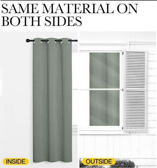 NICETOWN Blackout Curtain Panels - Thermal Insulated Draperies in Greyish Green | 34 x 72 Inches, 1 Pair
