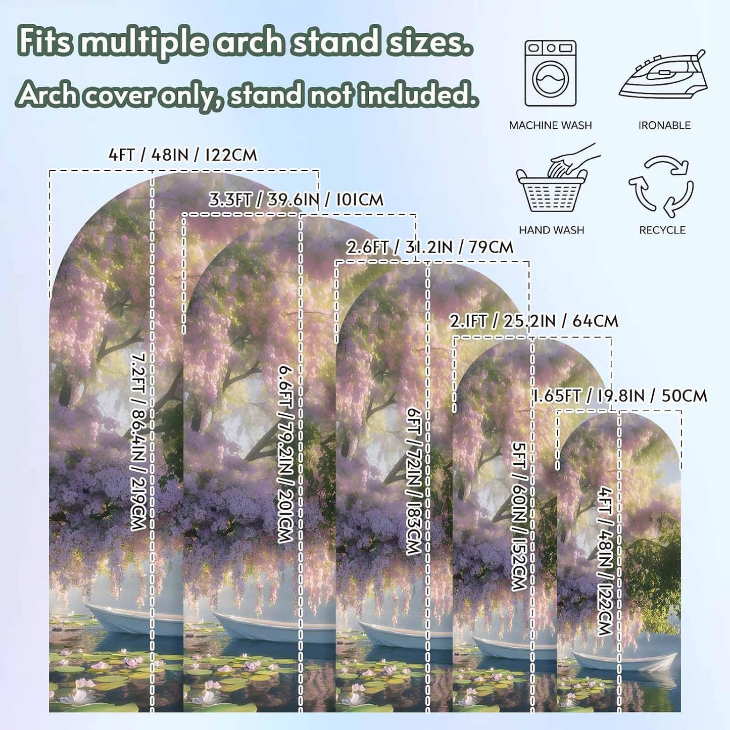 Jnbasdffb 7.2 Forest Flowers Wedding Arch Cover,Stretchy Spandex Arch Backdrop Stand Covers FT,Pink Green Oil Painting
