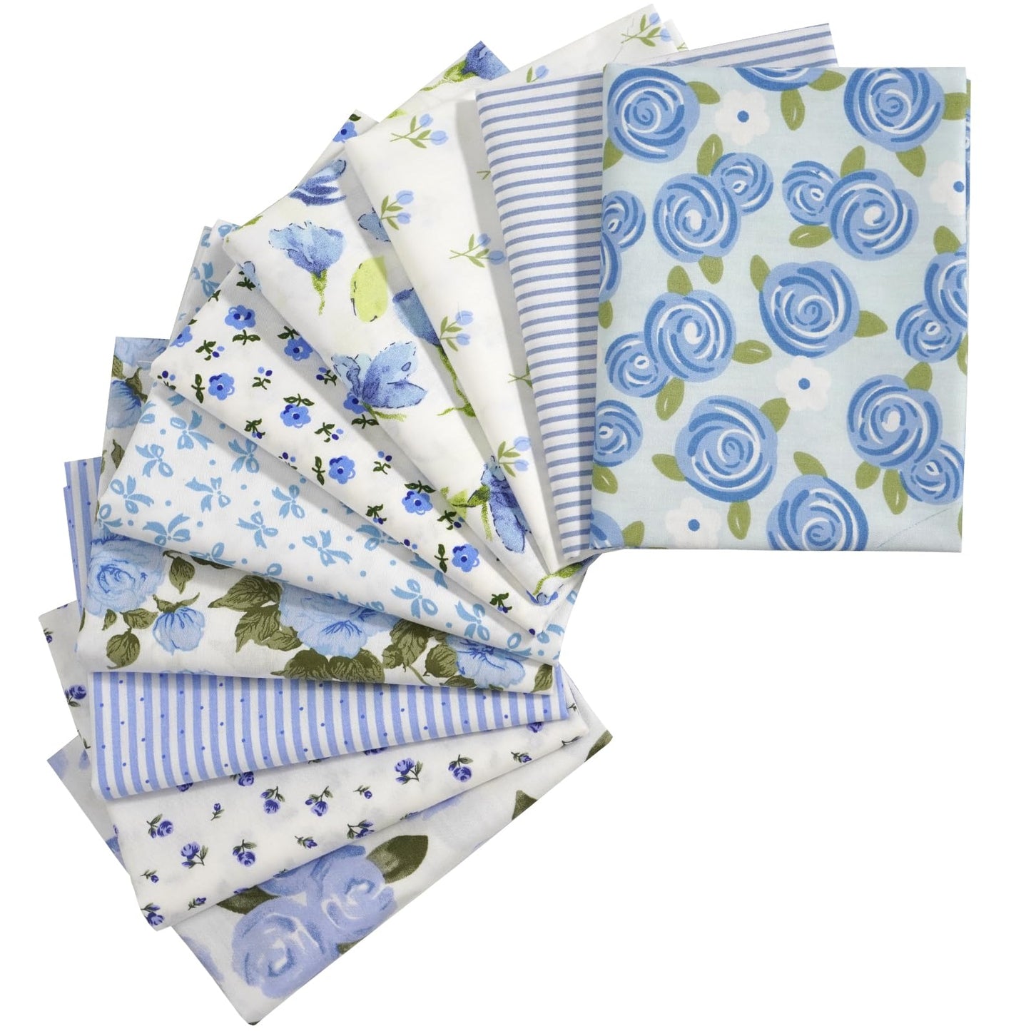 Misscrafts 10pcs Cotton Fabric 50 x 50cm Craft Patchwork Fabric Bundle DIY Making Supplies Fat Quarter Pre-Cut Quilt Squares for DIY Sewing Scrapbooking Blue