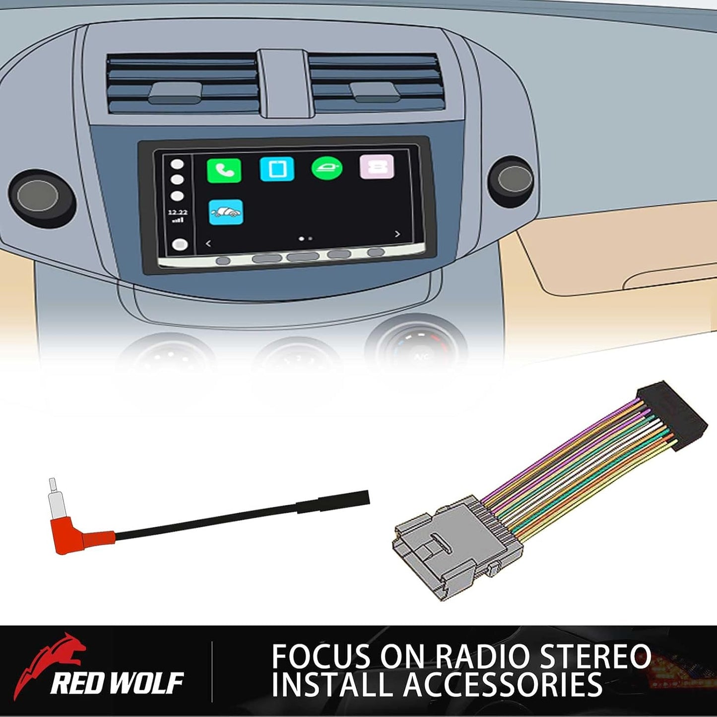 1992-2012 RED WOLF Car Radio Wiring Harness Connector Adapter Aftermarket Stereo Install Adaptor Compatible