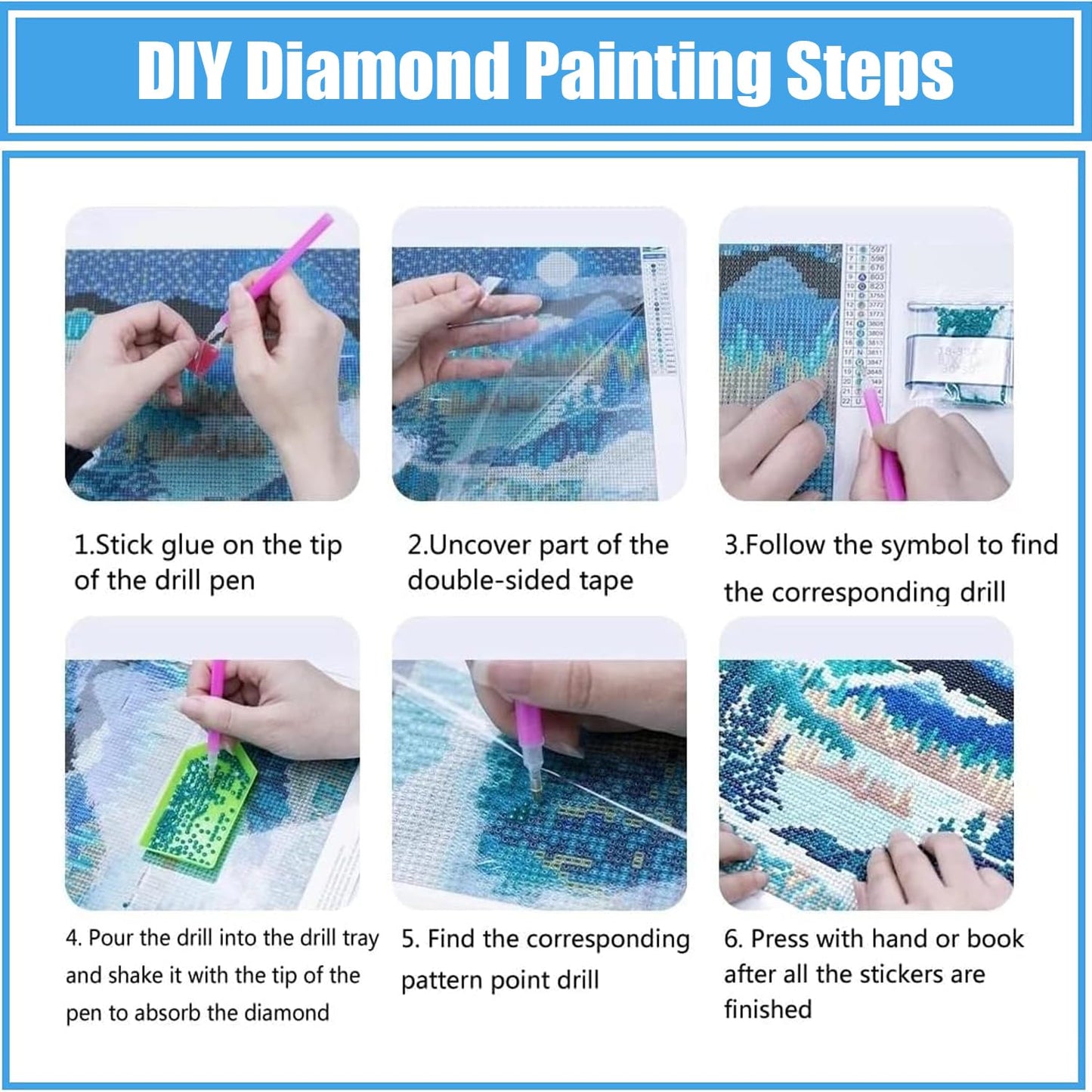 6 Pack Beach Diamond Art Kits for Adults - 5D Lighthouse Diamond Dots Painting Kits for Beginner,DIY Seagulls Round Full Drill Paintings with Diamonds Gem Art for Home Wall Decor Gifts 11.8x15.7inch