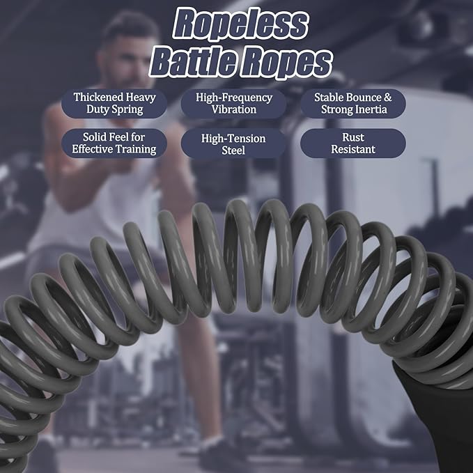 New Upgrade Second-Generation Weighted Ropeless Battle Ropes for Home Gym,Quiet Cordless Training Rope Fitness Equipment for Women and Men,Portable Cordless Battle Rope for Home&Outdoors,2PCS(Black)