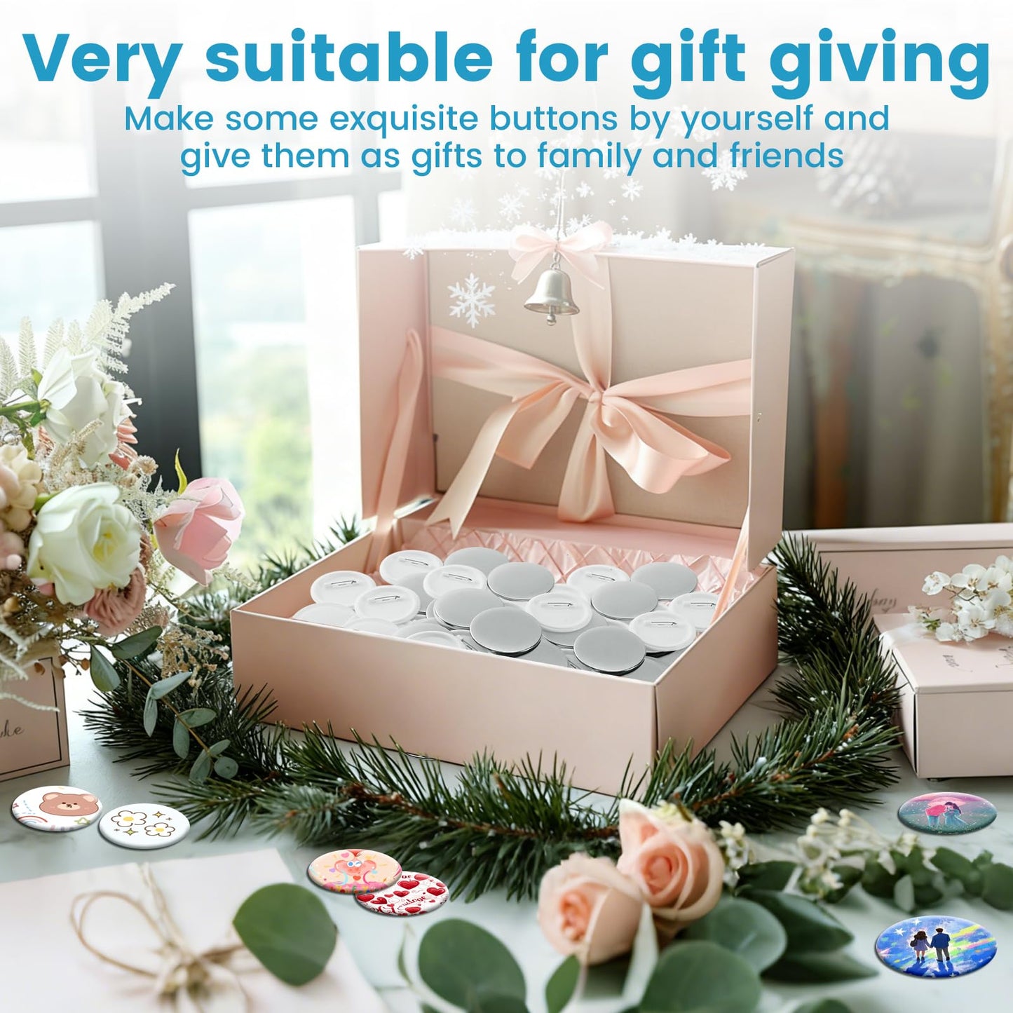 100 Sets Button Maker Supplies, 75mm/3 inch Button Supplies, with Plastic Pin Back Cover, Metal Cover, Transparent Film and Blank Paper, Suitable for Button Making Machine and Pin Maker Press