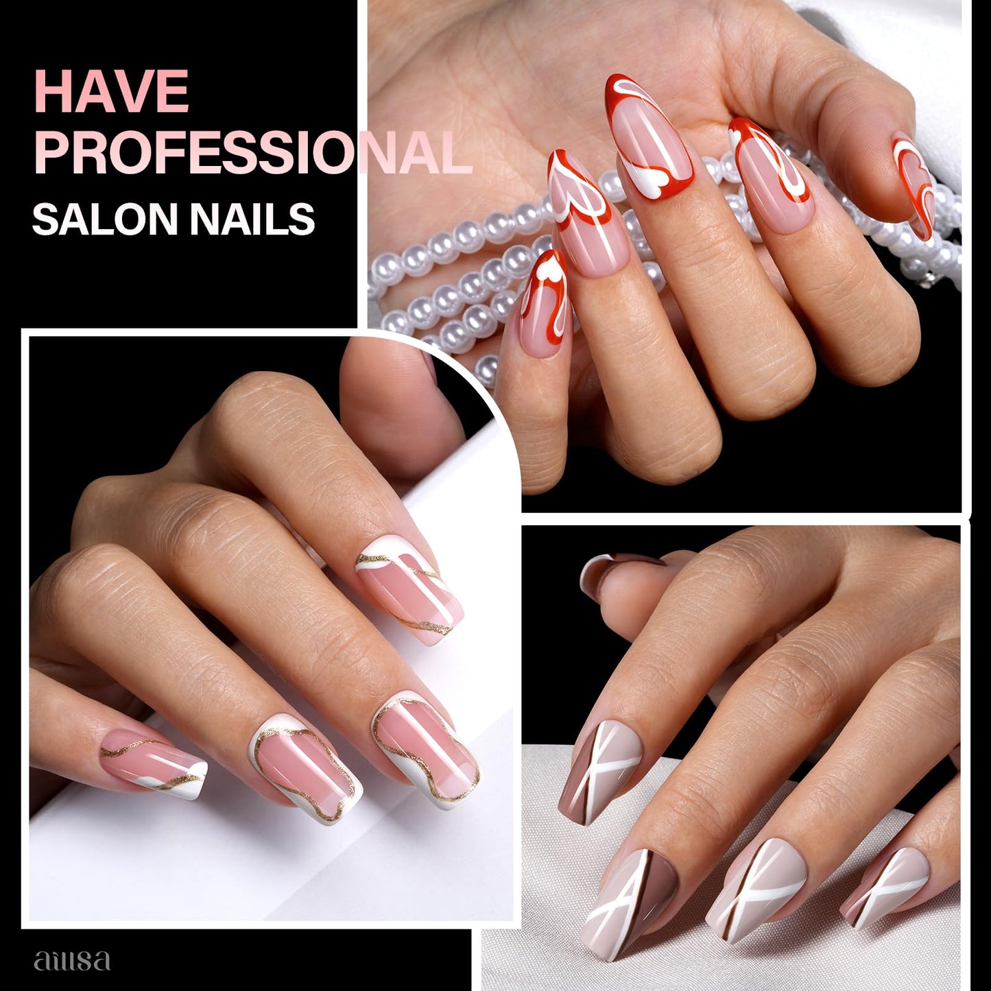 AILLSA Medium Square Nail Tips - Full Cover Half Matte Nail Tips 120pcs Pre-filed Nails Tips, Press on Acrylic Nails for Manicure