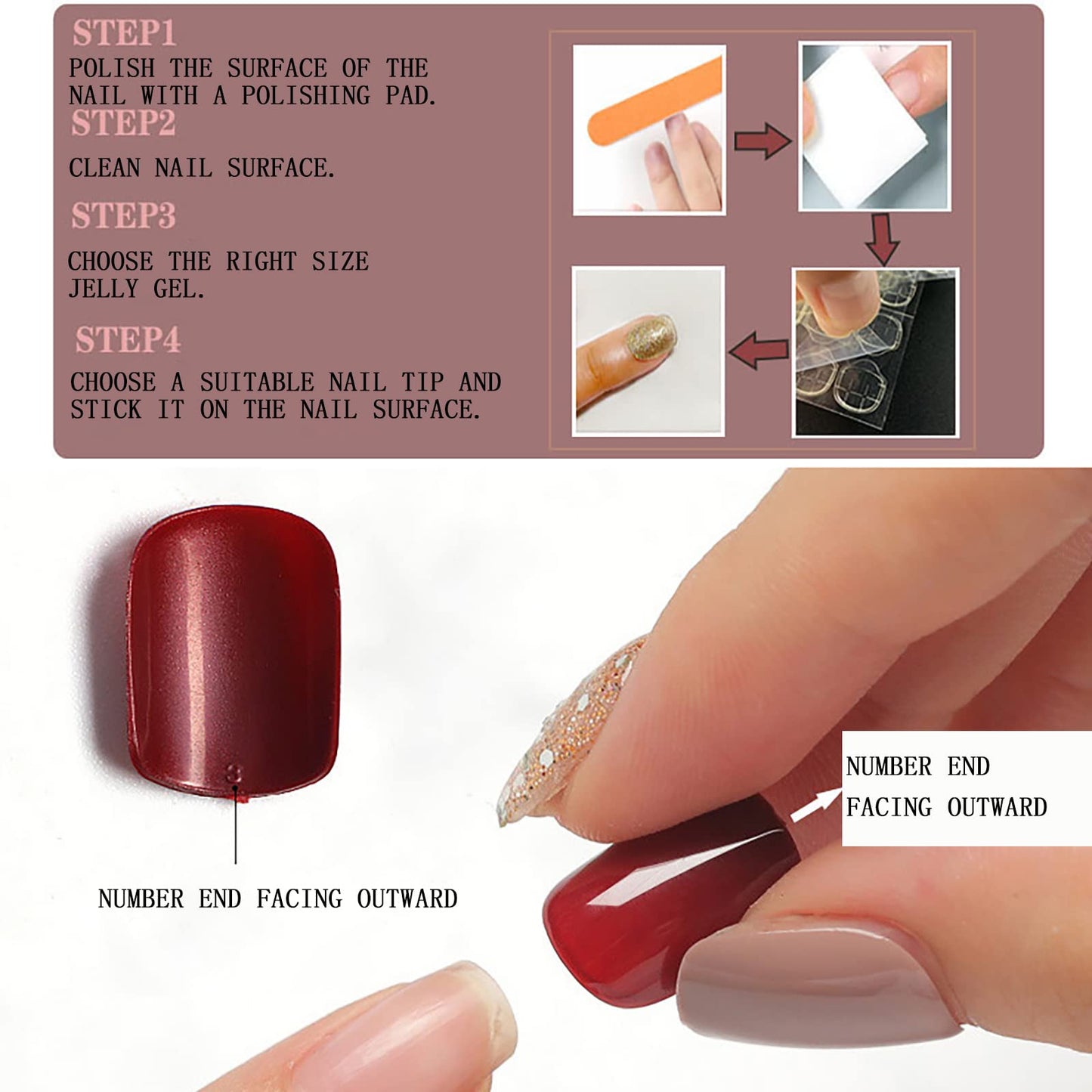 Short Square Press on Nails White French Tip Fake Nails Nude Pink Nails Press ons Acrylic Nails False Glossy Artificial Full Cover Stick on Nails for Women Girls 24 Pcs