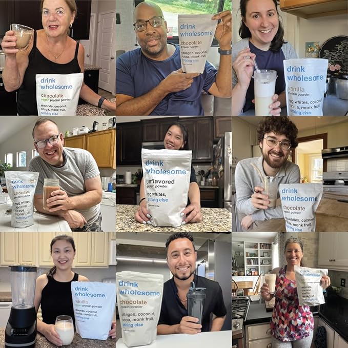 drink wholesome Vanilla Collagen Protein Powder | for Sensitive Stomachs | Gut Friendly | Additive & Dairy Free | No Artificial Sweeteners | No Bloating, Farts or Gas | No Constipation or Diarrhea
