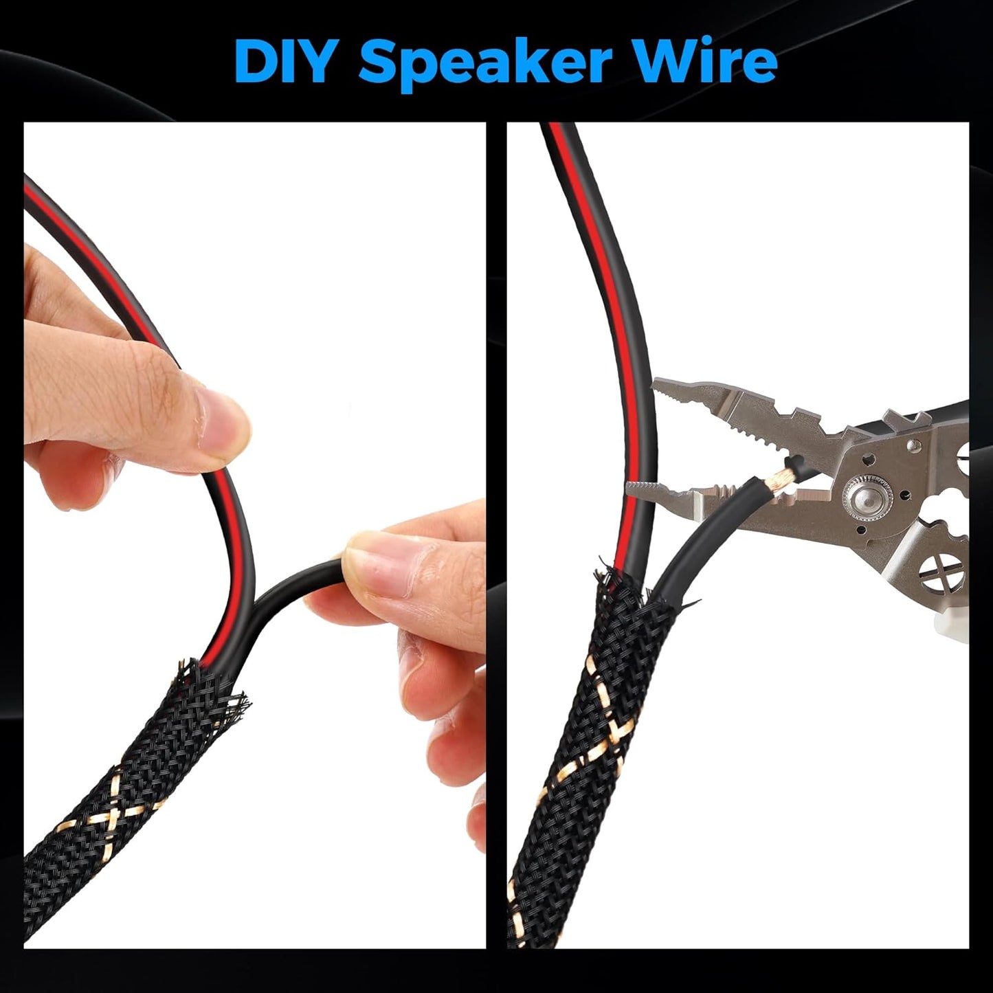 Mygatti 14/2 35 14AWG 2 Speaker Wire Feet, Gauge Speaker Cable, Direct Burial, Durable Nylon Braided, in Wall