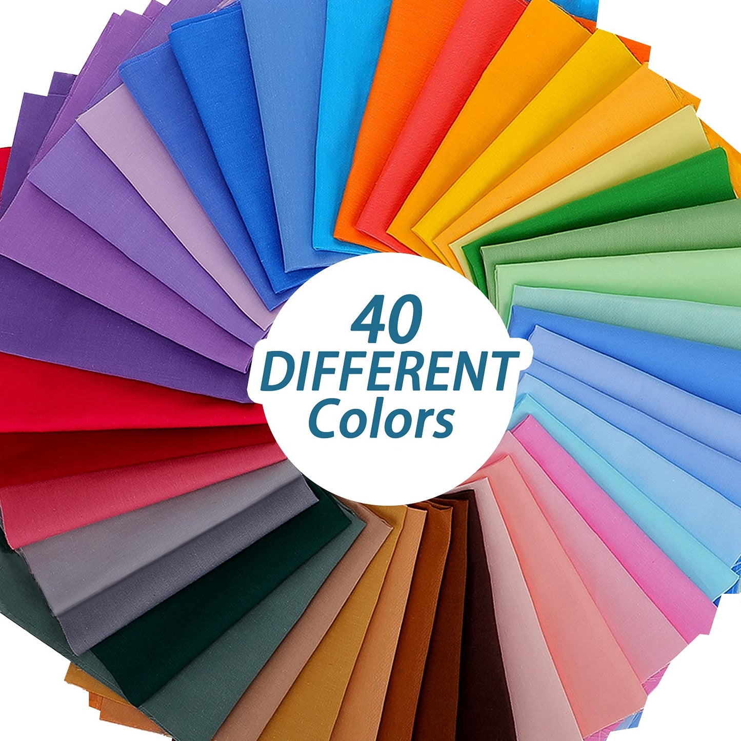 Macarrie 40 Pcs 100% Cotton Fat Quarters Fabric Bundles 10" x 10" Precut Fabric Quilting Patchwork Multicolor Squares Sewing Supplies Scrap Swatches Bulk for DIY Craft Cloths Handmade Color Analysis