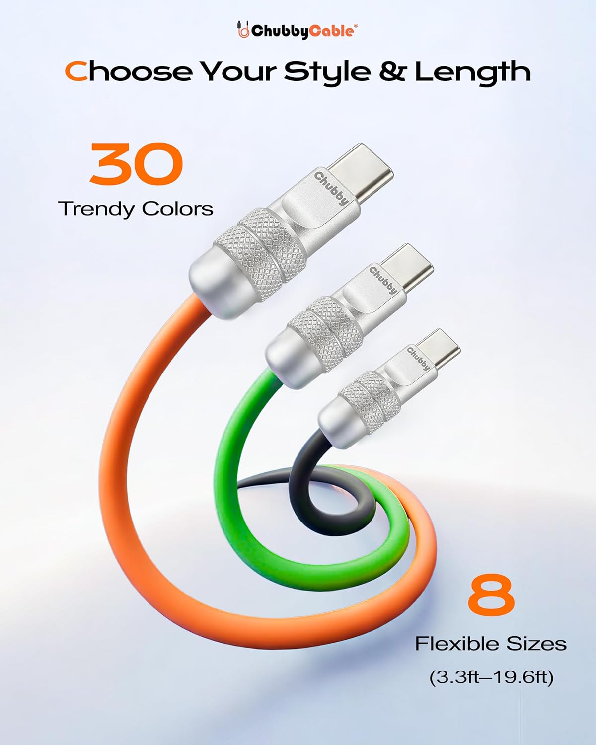 2.0 120W 17-15 13.1FT chubbycable Chubby USB C Fast Charging Cable Silicone Soft Durable USB C Cable Extra Thick
