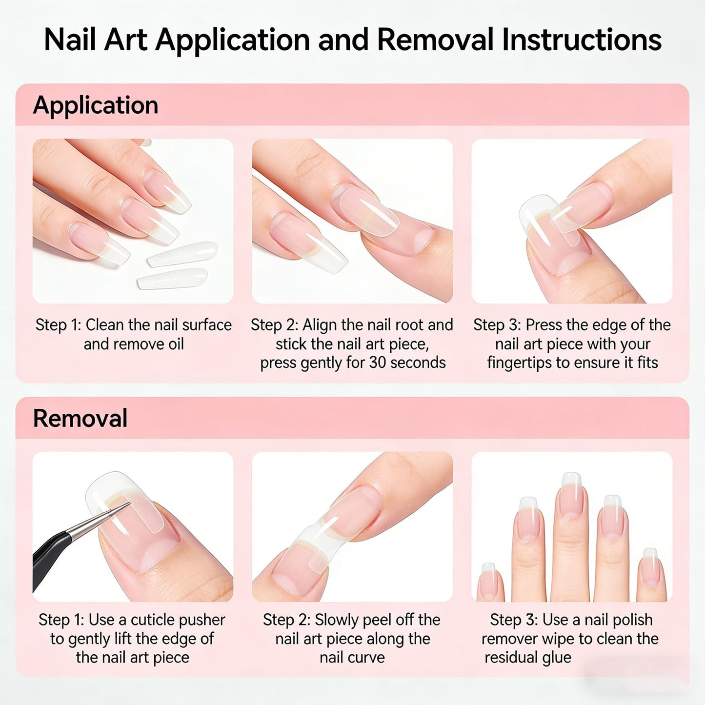 RUOKEXIN Long Press on Nails Almond Fake Nails Pink Ombre False Nails with 3D Flower Designs Spring Summer Nail Press ons Sparkly Artificial Nails for Women 24Pcs