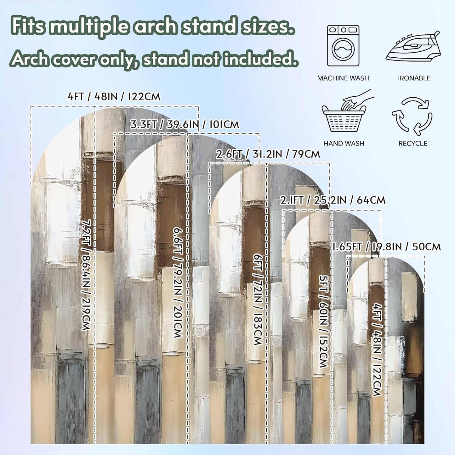 Jnbasdffb 6 Gray Brown Wedding Arch Cover, Stretchy Spandex Arch Backdrop Stand Covers FT, Abstract Oil Painting Color