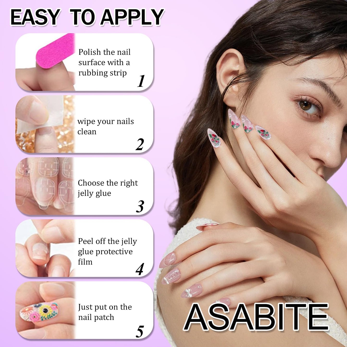24 Pcs Pink Almond Press on Nails Short Medium Fake Nails with Glue, Reusable Press on Nails Acrylic Artificial Nails, Cute French Tip False Nails with Bow Cow Pattern Design Almond Nails for Women