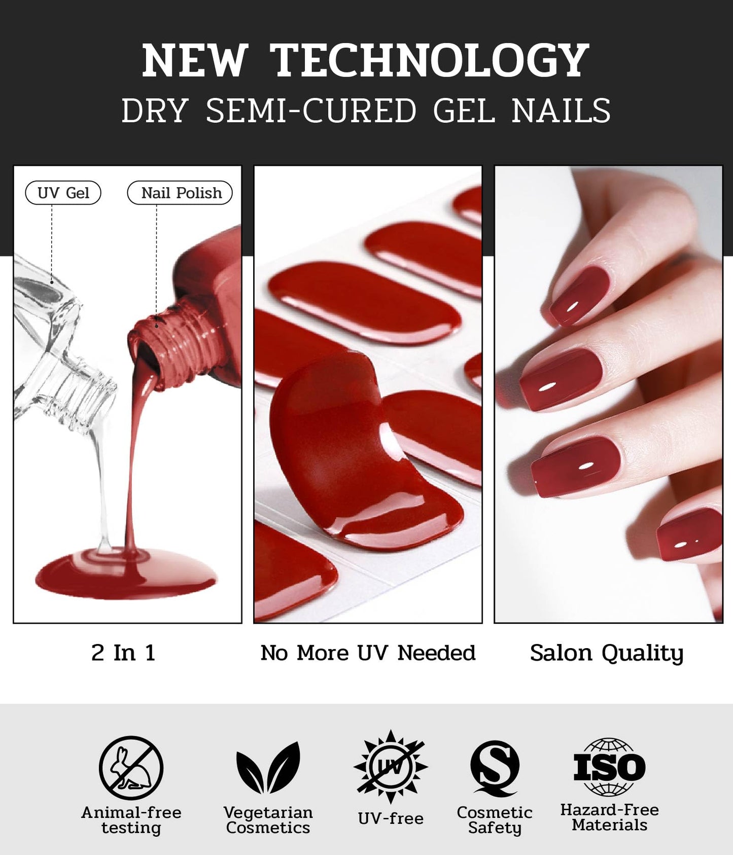 ruyeefam Nail Polish Strips (No UV Lamp Needed) - 22 Pcs Salon Quality Gel Nail Stickers - Long Lasting Wraps (Lavender Gold Foil)