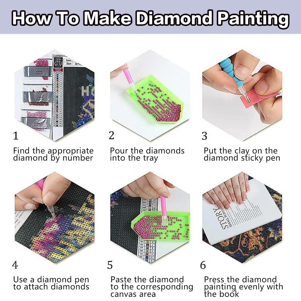 HHMATITS 3 Pack Diamond Art Kits for Adults - Moon Landscape Diamond Art Painting Kits for Adults Beginners, 5D Round Full Drill Paint by Diamonds Gem Art for Home Wall Decor Gifts 12x16Inch