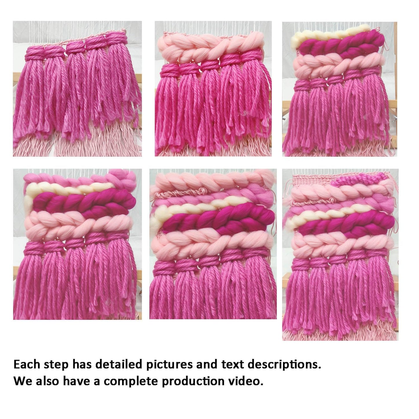 Weaving Loom for Beginners and 1 Set of Weaving Works Complete Yarn Kit with Detailed Friendly Instructions, Parents and Children in The Holiday Experience Weaving Brings Fun Pink