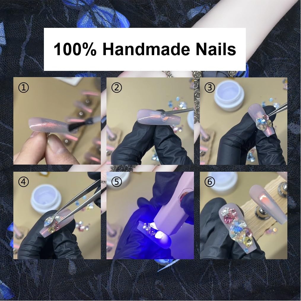 Press on Nails Handmade Nails 10Pcs Dark Gothic Style Manual Press on Nails Green Sculpture Fake Nails for Women Party Holiday Photo 4.0CM Size S